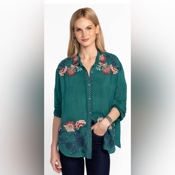 Johnny Was Tops - JOHNNY WAS MILLS- Amanda  EMBROIDERED BLOUSE Women Size XxL NEW